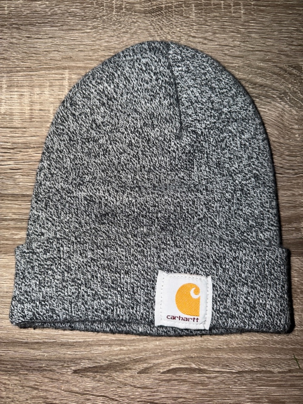 Carhartt Gray Marled Knit Cuffed Beanie with Logo Patch